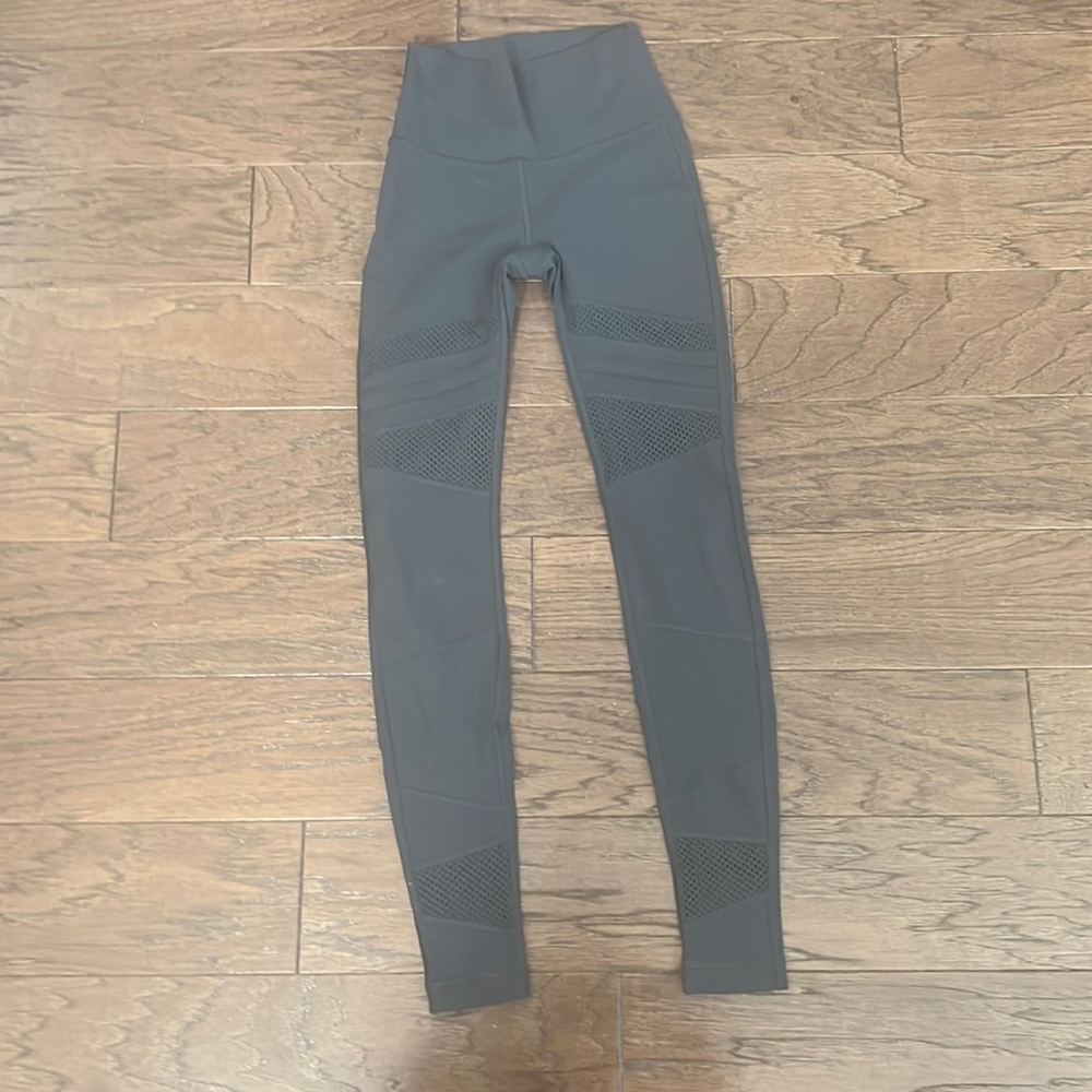 Dark grey Lululemon leggings with mesh design
